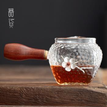 錫花家用木把日式公杯茶漏組玻璃