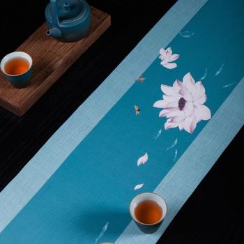 新中式防水茶席 功夫茶具茶桌布藝茶席日式桌旗茶道配件禪茶桌墊