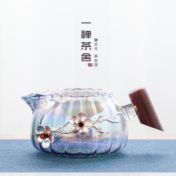一禪茶舍 炫彩玻璃公道杯貝彩燒公杯茶海分茶器耐熱茶具 茶海創意