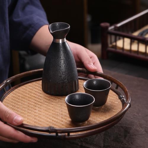 盃 盃台 酒器 日式清酒一壺兩杯套裝家用黃酒燙酒器溫酒壺陶瓷熱酒器酒杯清酒具|家用