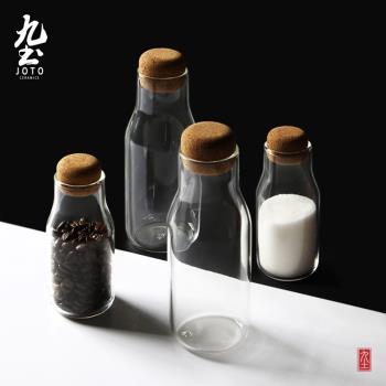 九土手工玻璃家用分裝茶葉罐儲物罐咖啡豆密封罐套裝透明奶糖罐子