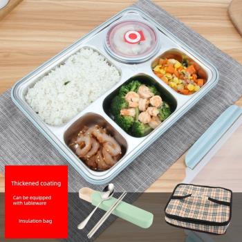韓國304不銹鋼保溫飯盒成人分格便當盒大容量學生密封餐盤快餐盒