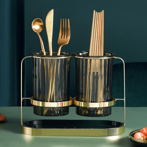 輕奢筷子筒雙筒家用筷桶架餐具收納盒置物架廚房筷子簍瀝水筷籠