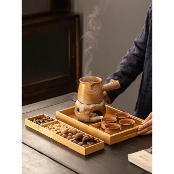 泥徒粗陶溫茶茶具套裝陶瓷蠟燭酒精溫茶爐暖茶器下午熱茶保溫燭臺