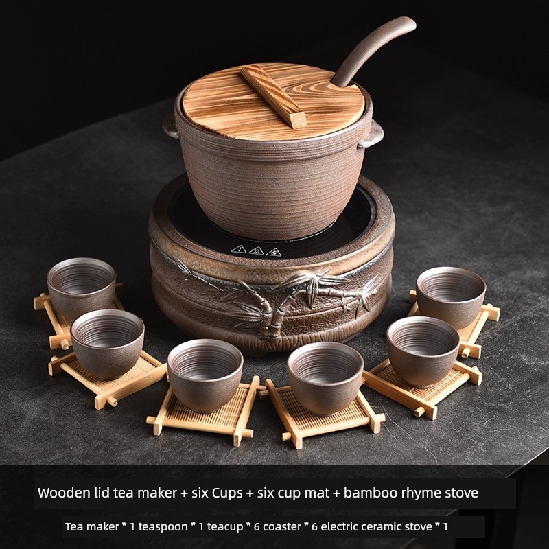陶迷粗陶碗勺圍爐煮茶套裝電陶爐溫茶器內膽過濾分茶古法陶瓷泡茶|煮