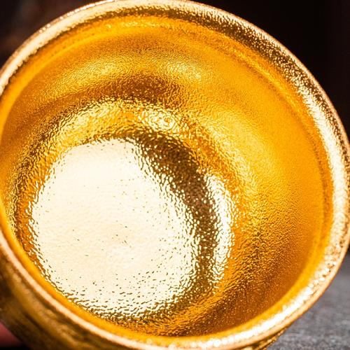 高端24k純金鎏金大號個人主人杯手工品茗杯茶盞浮雕單杯金杯輕奢|茶杯