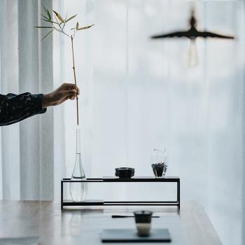 鐵藝茶棚手工黑檀木板杯架茶具收納置物架茶室茶桌展示架功夫茶具
