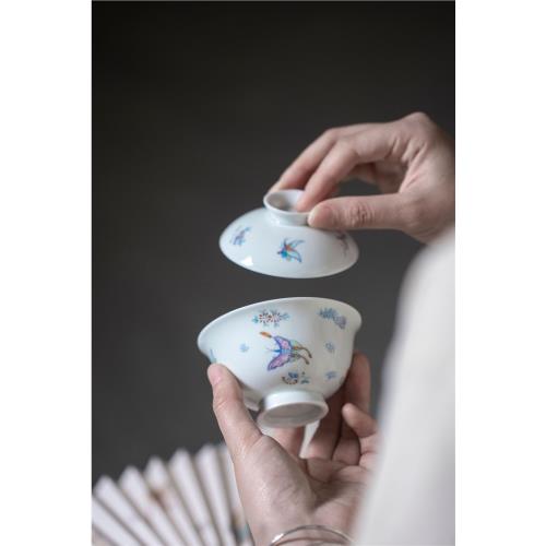 云澗茶社｜蝶戀花二才蓋碗135ml 陶瓷功夫茶具仙女好用不燙手