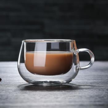 mrwater耐熱玻璃杯咖啡杯透明花茶杯濃縮咖啡杯雙層隔熱杯帶把杯