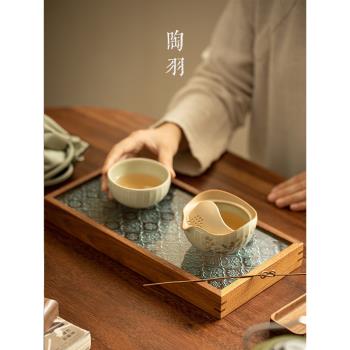 秘黃汝窯快客杯戶外旅行茶具一壺一杯戶外便攜式陶瓷功夫茶具防燙