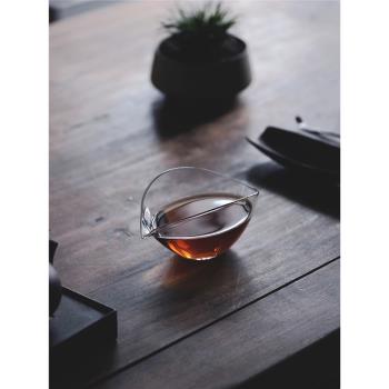 扁舟玻璃公道杯透明加厚家用簡約分茶器中式手工吹制耐熱茶海公杯