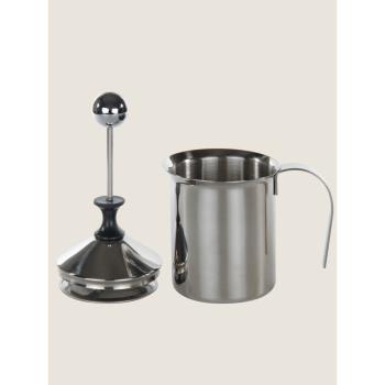 不銹鋼雙層打奶泡器 手動發泡器 奶泡壺 咖啡打奶泡壺 400cc