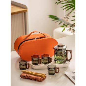玻璃旅行茶具便攜式套裝泡茶茶杯高階茶水分離幹泡臺戶外喝茶裝備