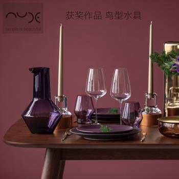 土耳其Nude創意紫色玻璃鳥型果汁水杯水壺套裝家用創意裝飾酒水具