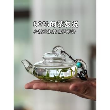 迷你玻璃小茶壺一個人用小容量過濾單壺綠茶泡茶器耐高溫功夫茶具