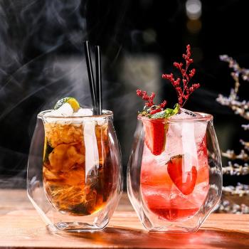 雙層耐高溫咖啡杯冷飲杯創意鉆石威士忌杯洋酒杯歐式玻璃杯烈酒杯
