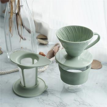 HARIO手沖咖啡 V60樹脂濾杯套裝 茶咖掛耳過濾滴漏式耐熱戶外便攜