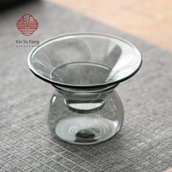馨玉坊玻璃茶漏套裝不銹鋼過濾一體泡茶神器煙灰色茶濾茶葉過濾器
