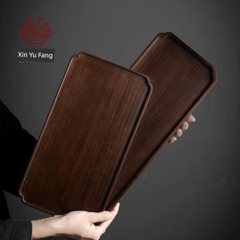 馨玉坊日式幹泡盤復古胡桃色竹製託盤家用茶具長方形簡約壺承茶盤
