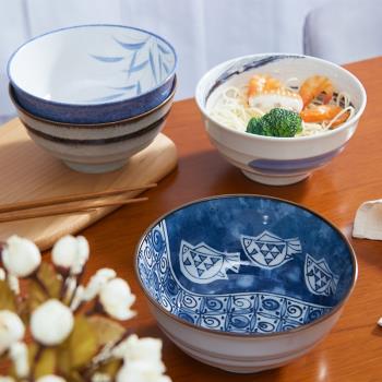 日本進口陶瓷日式餐具和風碗一人食家用大號釉下彩拉麵碗泡麵碗