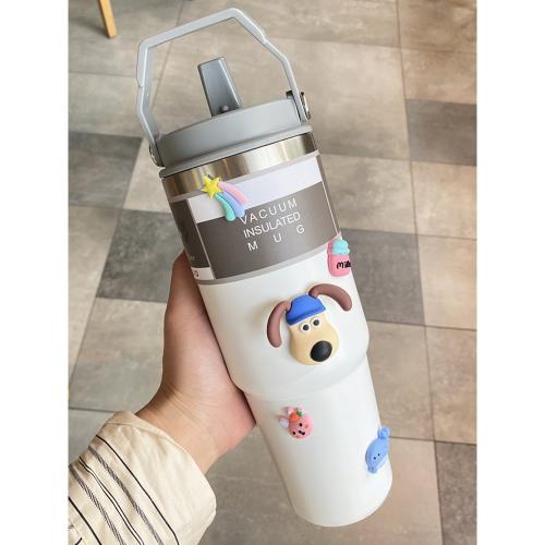 水杯咖啡杯學生保溫杯女手提吸管杯戶外便攜隨手杯男士高顏值杯子