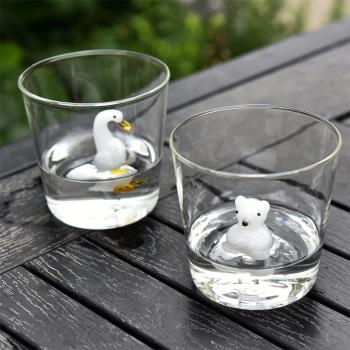 立體卡通動物家用耐冷熱玻璃水杯