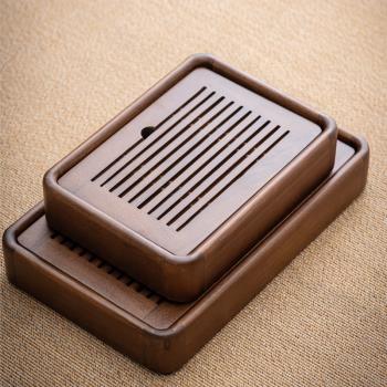 秦藝胡桃木茶盤家用小型蓄儲水式茶臺功夫茶具辦公室幹泡茶臺託盤