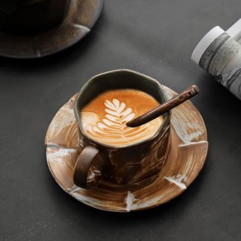 日式咖啡杯套裝復古創意拉花杯輕奢下午茶杯子精緻意式拿鐵陶瓷杯