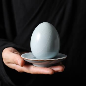 陶瓷茶寵汝窯開片可養創意模擬茶葉蛋茶桌擺件小茶玩精品功夫茶具