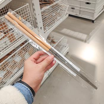 【老闆娘自用款】304不銹鋼櫸木加長款火鍋油炸筷子家用撈面廚房