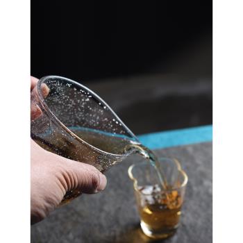 水晶藍氣泡公道杯玻璃高檔加厚耐熱分茶器茶海單個功夫茶具