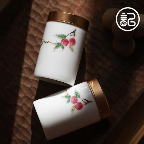 記今朝《荔枝紅》茶葉罐  旅行便攜 迷你 陶瓷密封罐 小號