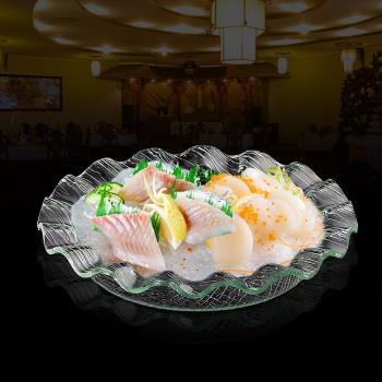 亞克力圓形波浪刺身盤海鮮拼盤魚生乾冰盤日韓料理餐具三文魚盤子