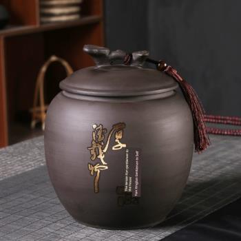 原源復古一斤裝大號紫砂茶葉罐防潮儲存密封高檔中式家用普洱茶罐