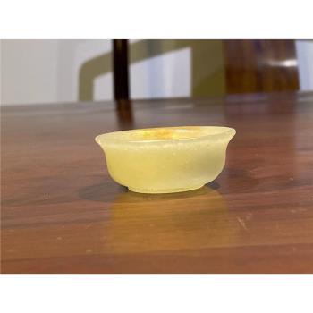 明代老玉新疆和田山料帶皮小杯和田黃玉帶皮全手工美玉茶道品茗杯