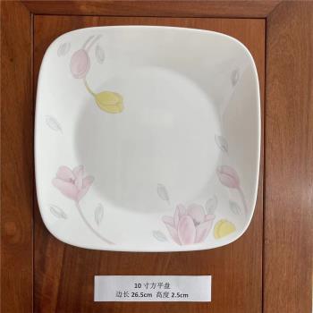 美國進口康寧耐熱玻璃餐具CORELLE6/8/10寸方平淺擺盤2206/11/13