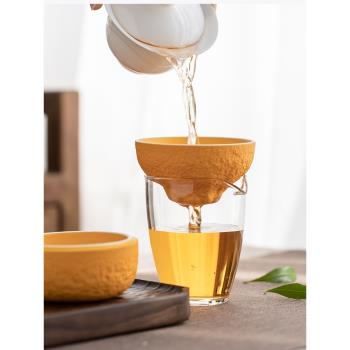 創意陶瓷茶濾神器家用大橘大利茶漏一體式功夫茶具泡茶過濾器