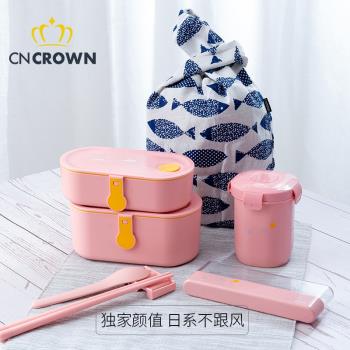 科羅恩日式飯盒便當盒上班族可微波加熱便攜雙層減脂餐輕食餐盒女
