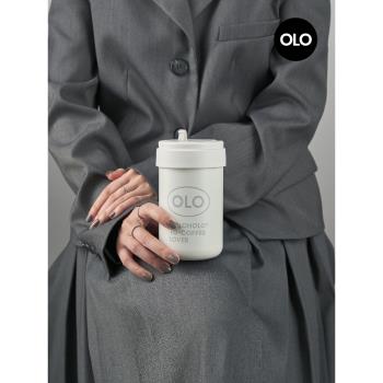 holoholo咖啡杯隨行保溫杯女高顏值不銹鋼水杯便攜式吸管杯子成人