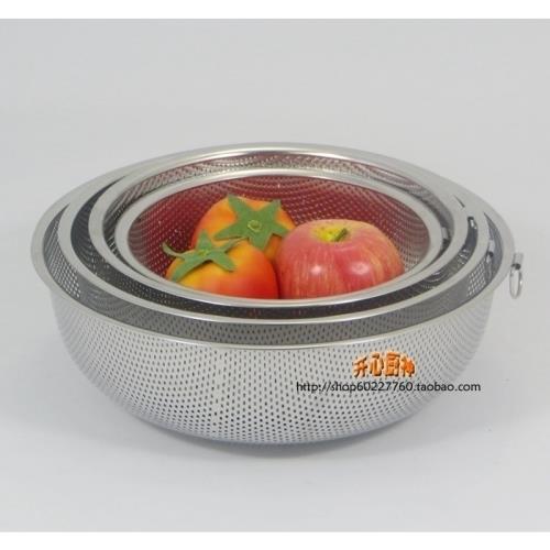 出口304不銹鋼瀝水籃洗菜盆漏盆家用淘米器篩濾水盆果蔬籃子