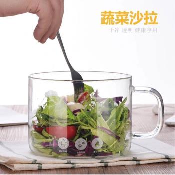 家用帶蓋泡麵碗學生宿舍泡麵神器日式便當盒耐熱玻璃微波加熱純色
