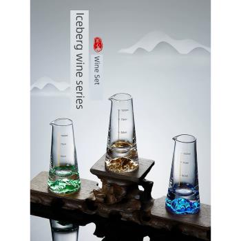 金山白酒分酒器套裝家用小號量酒器玻璃小酒杯醒酒器帶刻度倒酒壺