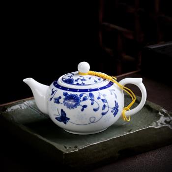 小號青花陶瓷茶壺功夫茶具白瓷泡茶水壺家用酒店酒樓一壺兩杯醋壺