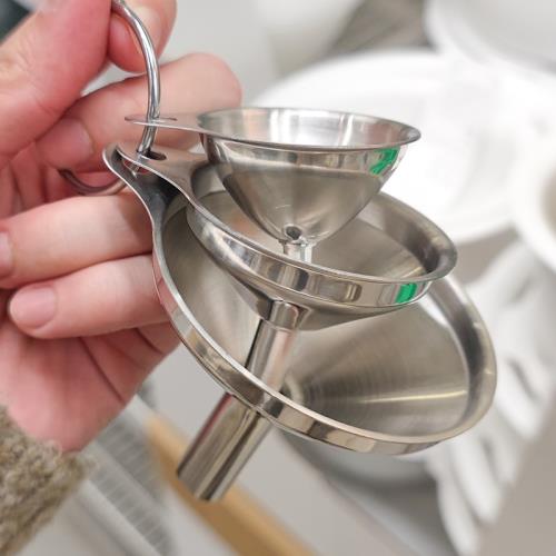 【老板娘自留用】不銹鋼漏斗三件套迷你漏斗油漏酒漏液體分裝器