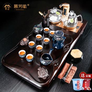黑檀木茶盤功夫茶具套裝家用全自動一體客廳中式紫砂茶臺高檔茶海