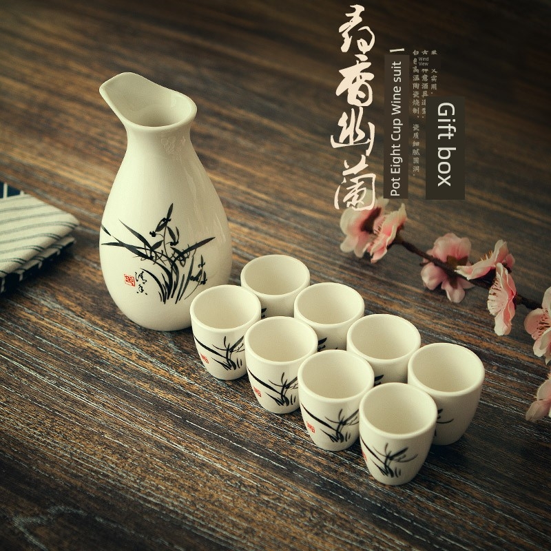 家用白酒盅水墨風陶瓷烈酒杯酒壺分酒器喝酒杯子日式清酒酒具套裝|酒杯
