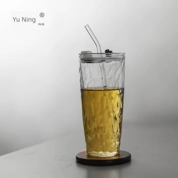 予兮高硼矽玻璃帶吸管杯子辦公室大容量喝水耐高溫夏季女生冷飲杯