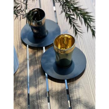 Eisch德國進口異形玻璃意式濃縮咖啡杯碟 創意金銀色小號咖啡杯子