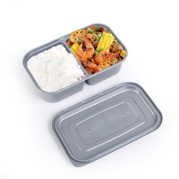 美式長方形1500飯盒歐式銀色一次性快餐盒三格內襯便當外賣打包盒