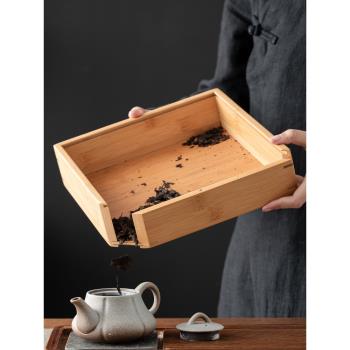 竹製普洱茶盒空盒茶盤白茶家用茶針茶刀正方形收納盒功夫茶具配件